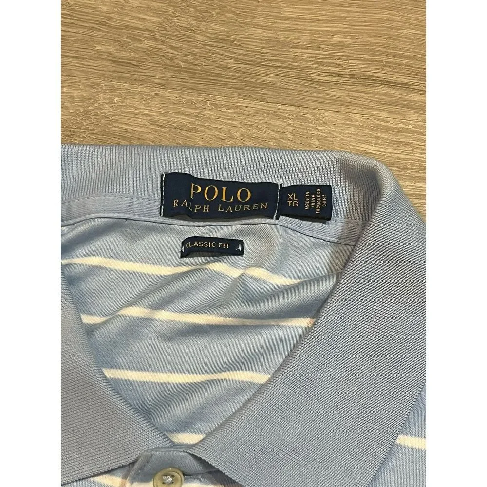 Men Polo Ralph Lauren mesh Polo Shirt‎ Striped - CLASSIC FIT - XL